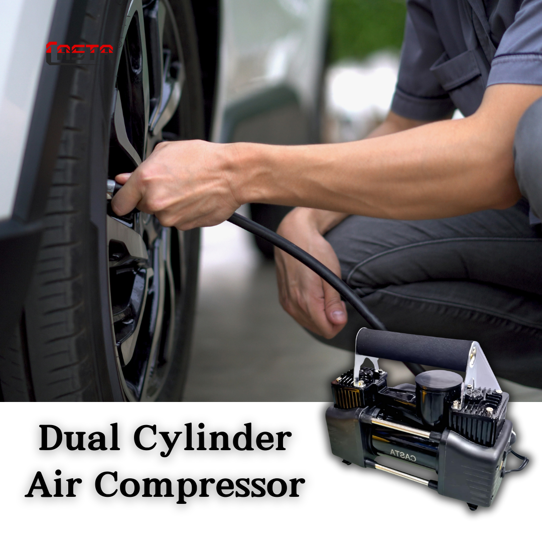 Metal Dual Cylinder Portable Air Compressor Tire Inflator 12 Volt - Image 3