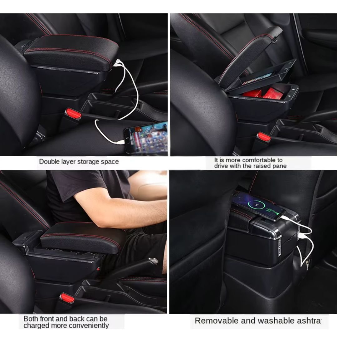 Car Central Console Armrest Interior Storage Box with USB - Image 4