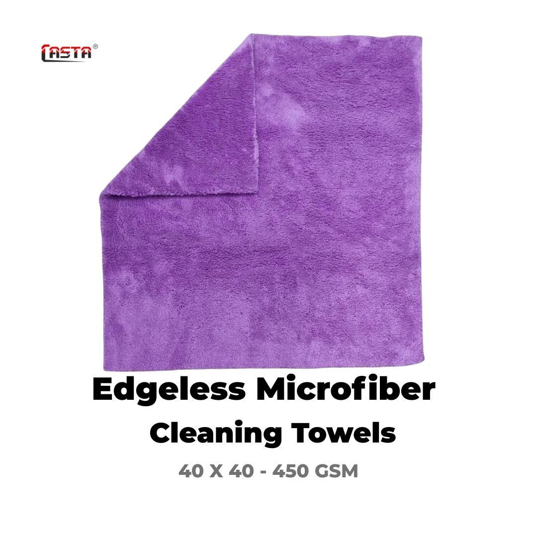 CASTA Edgeless Microfiber Cleaning Towels (40×40) 450 GSM – Purple