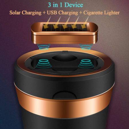 Car Ceramic Ashtray with Detachable Solar Energy Lighter - Image 3