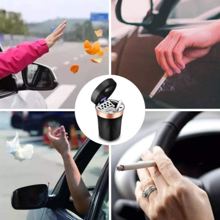 Car Ceramic Ashtray with Detachable Solar Energy Lighter - Image 4