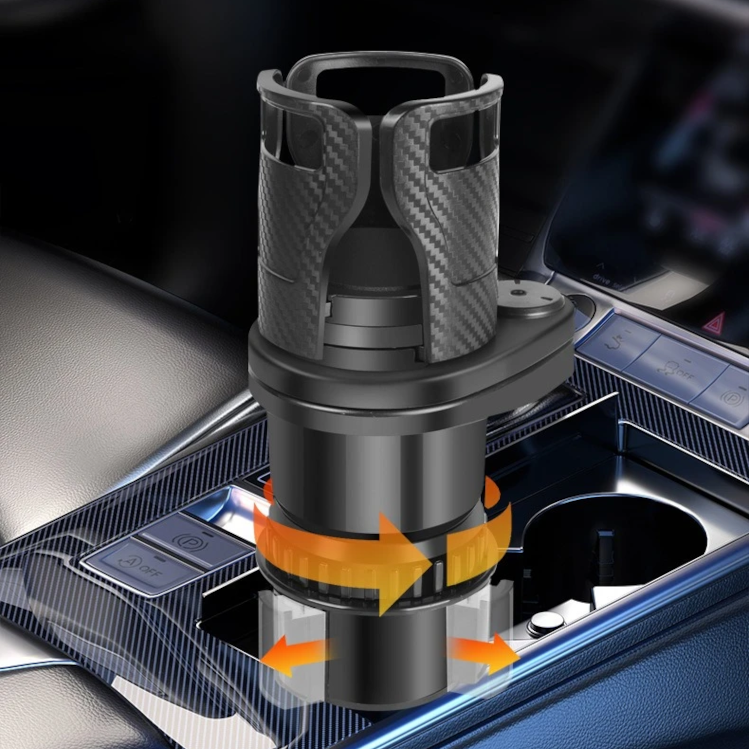 2 IN 1 Multifunctional Car Cup Holder – Expandable – Rotating