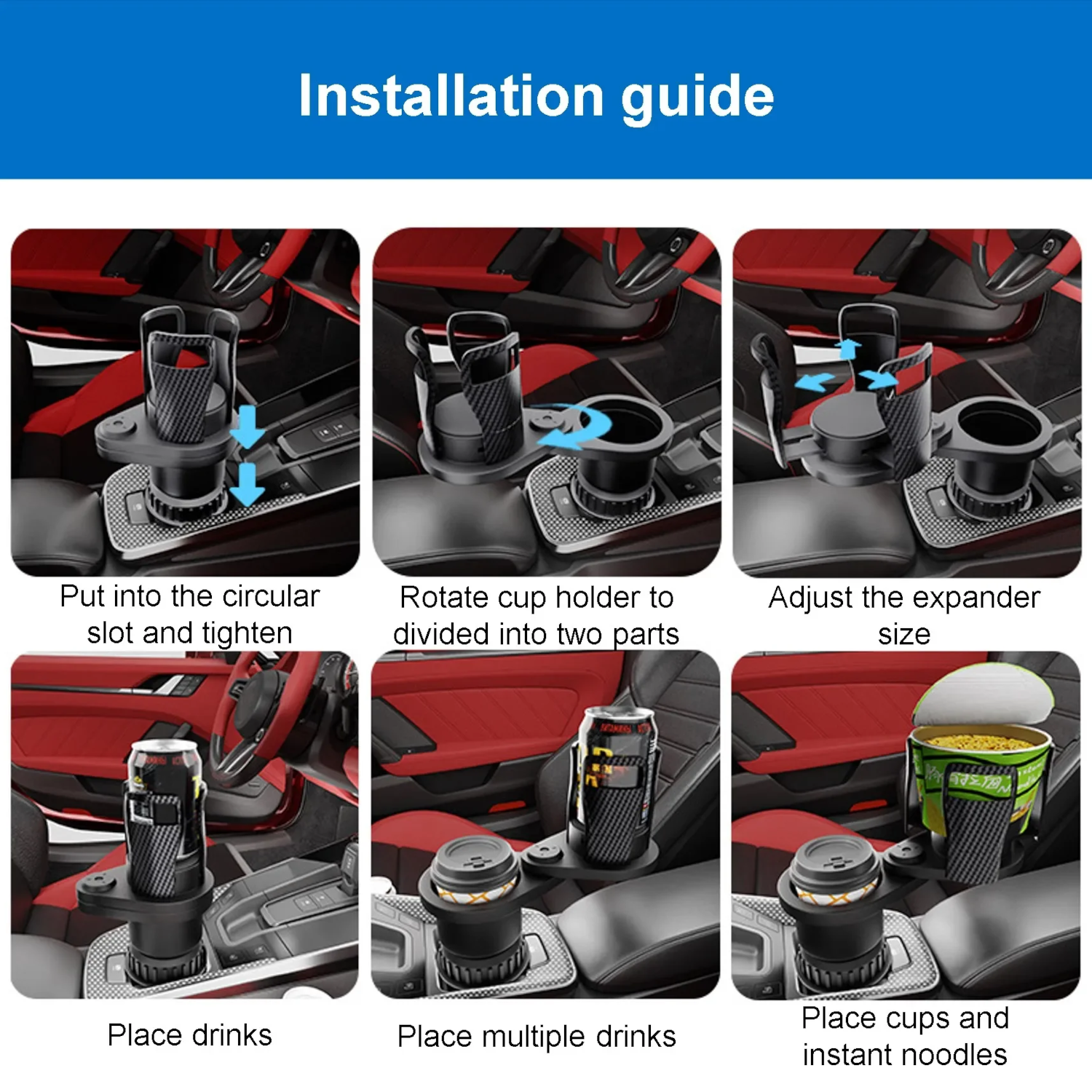 2 IN 1 Multifunctional Car Cup Holder – Expandable – Rotating - Image 8