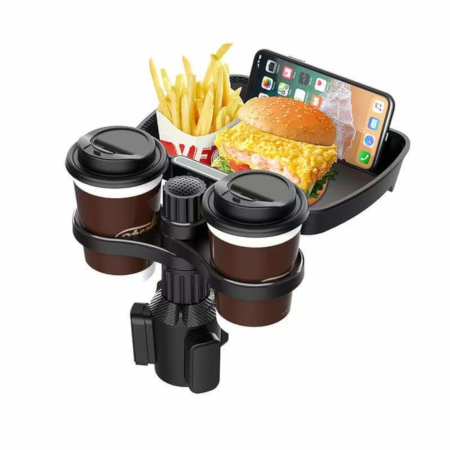 Car Cup Double Drink Holder With Food Tray Expander - Image 2