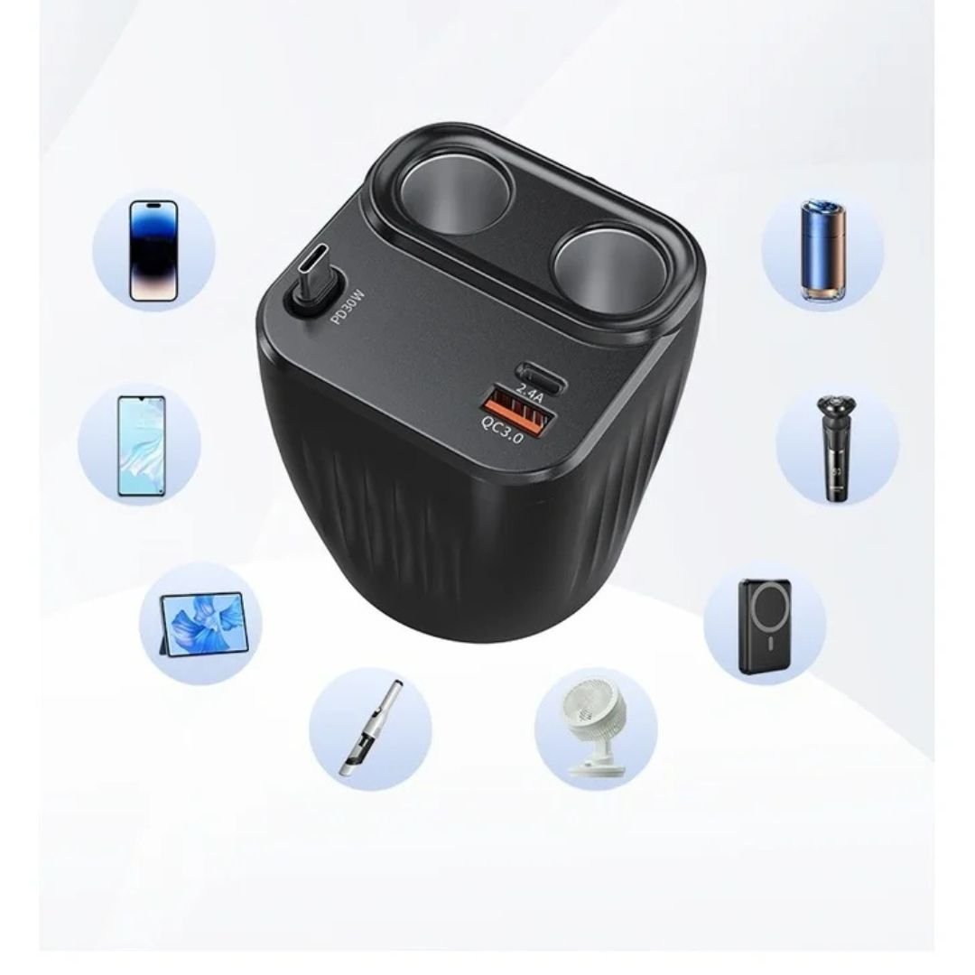 Car Charger Cup 5 USB Ports With Retractable Cable - Image 5
