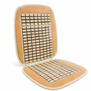 Plush Velvet Flat Massage Wooden Bead Car Seat Cover – Beige – 2pcs