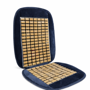 Plush Velvet Flat Massage Wooden Bead Car Seat Cover – Black – 2pcs