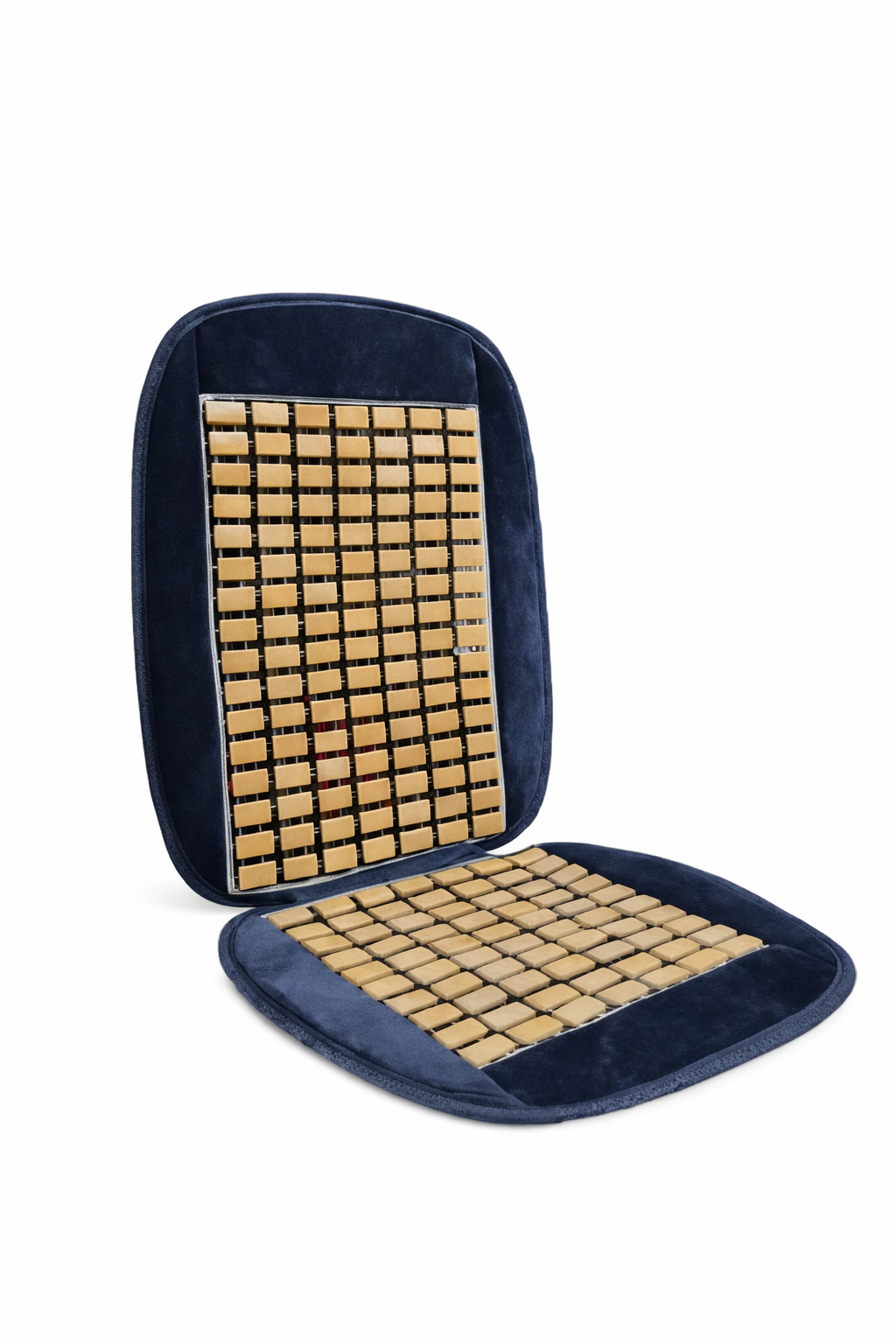 Plush Velvet Flat Massage Wooden Bead Car Seat Cover – Black – 2pcs