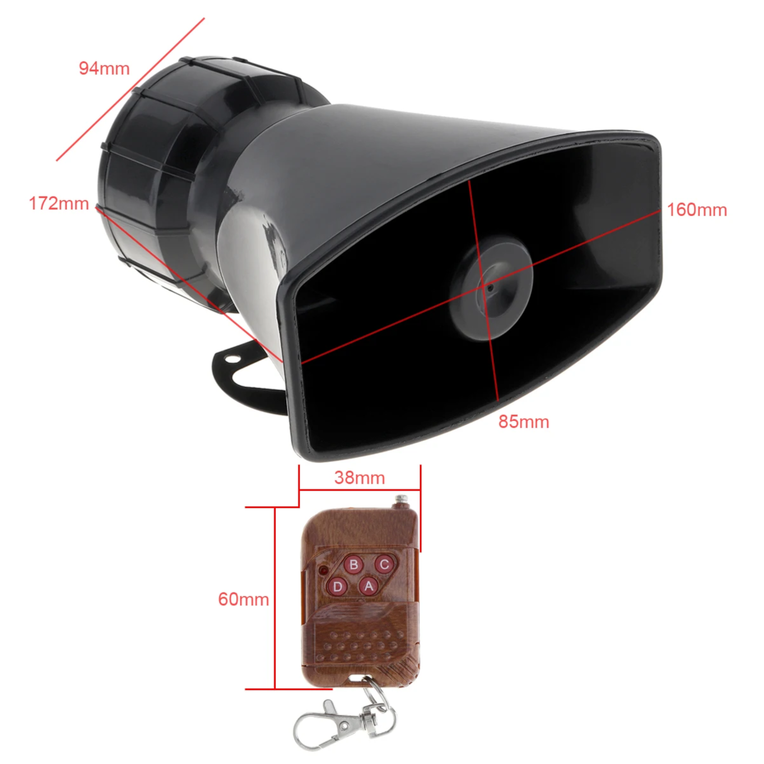 Car Siren Horn Speaker System Brown Remote Controller - Image 4