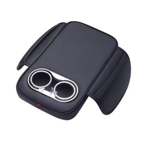 Car Center Console Armrest Cushion with Cup Holder – Black