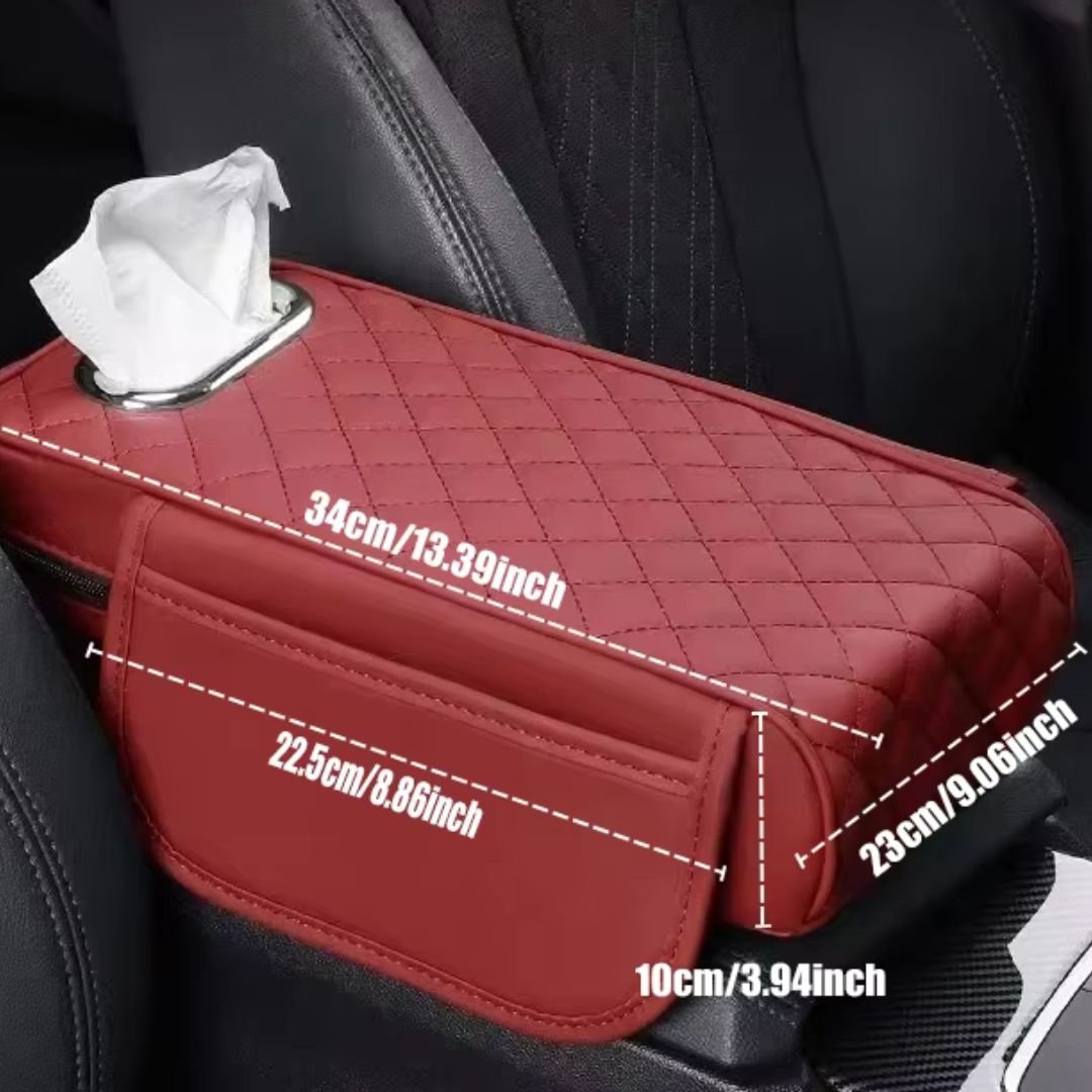 Car Center Console Armrest Cushion with Tissue Box Holder – Beige - Image 5