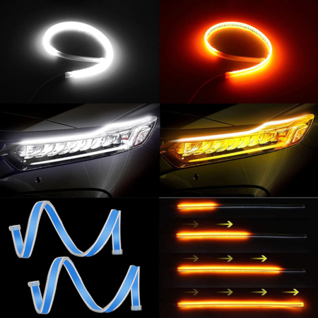 Drl Led Car Headlight Eyebrows Light With Running Turn Signal. - Image 5