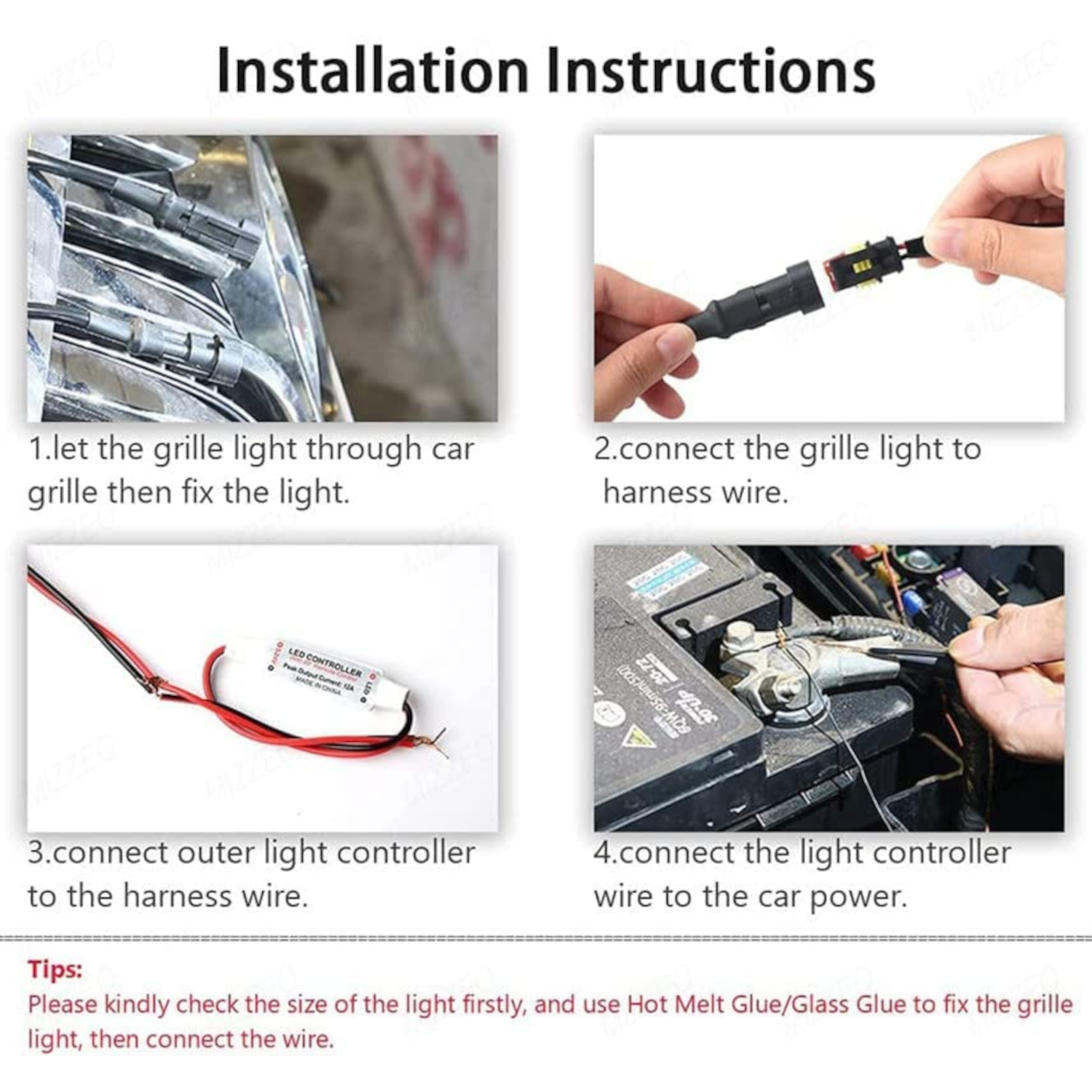 Car Amber Front Grill LED Lights - Image 6