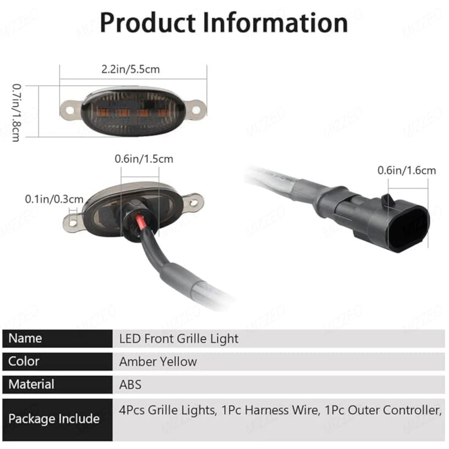 Car Amber Front Grill LED Lights - Image 8