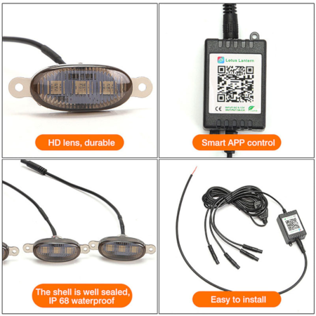 Led 7 Color Grill Lights 4Pcs Smoke Lens Smartphone APP Control/Music/Timing/Flashing Strobe Modes - Image 9