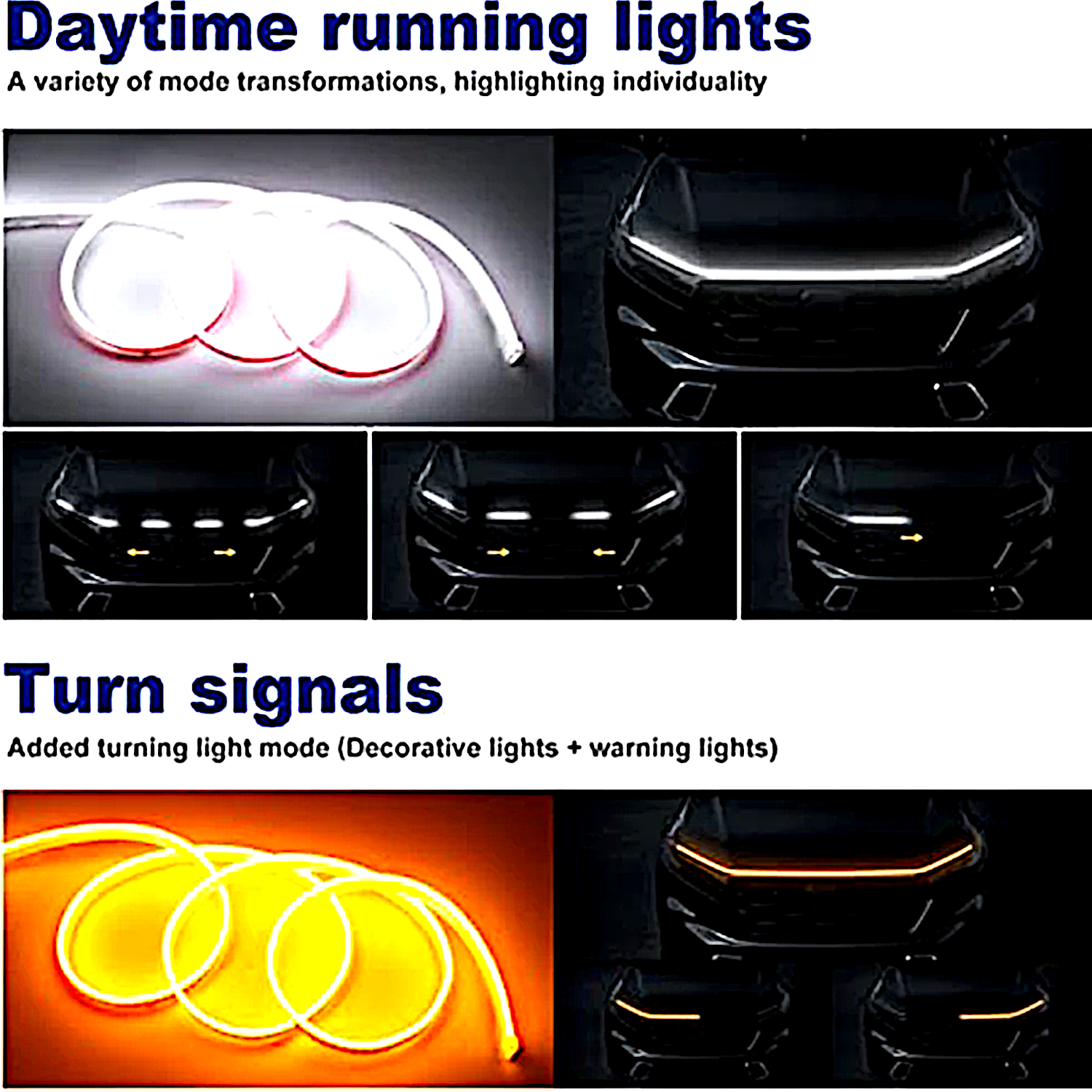 Dynamic White Amber LED Car Hood Strip Lights – 12V - Image 4