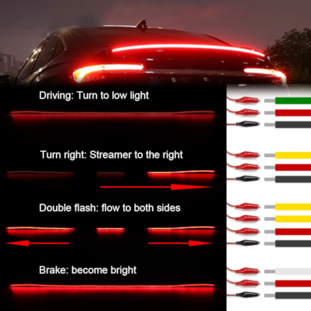 130cm Flexible Car Rear Spoiler Light LED Strip BrakeTurn Signal Running DRL. - Image 8