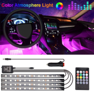 48 LED (4×12) Car Interior Atmosphere Light With Wireless Remote/Voice Control