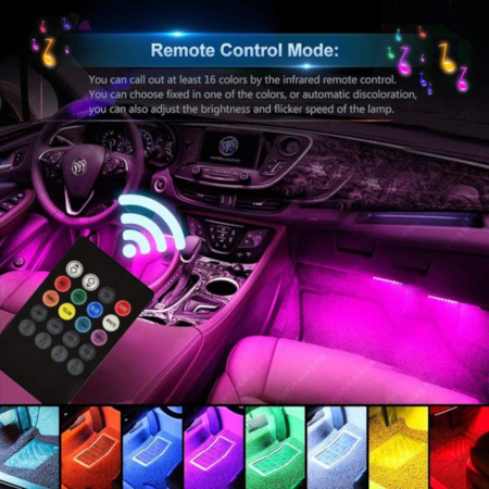 48 LED (4×12) Car Interior Atmosphere Light With Wireless Remote/Voice Control - Image 4