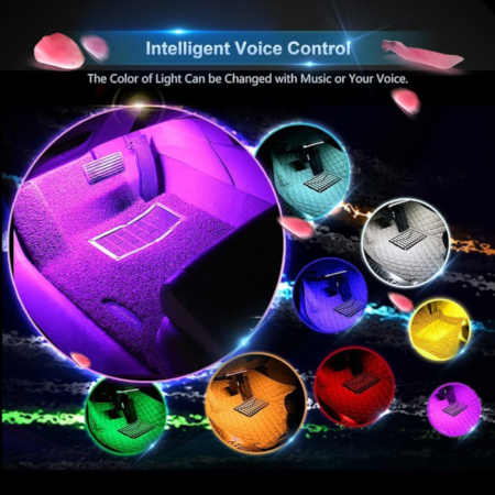 48 LED (4×12) Car Interior Atmosphere Light With Wireless Remote/Voice Control - Image 5