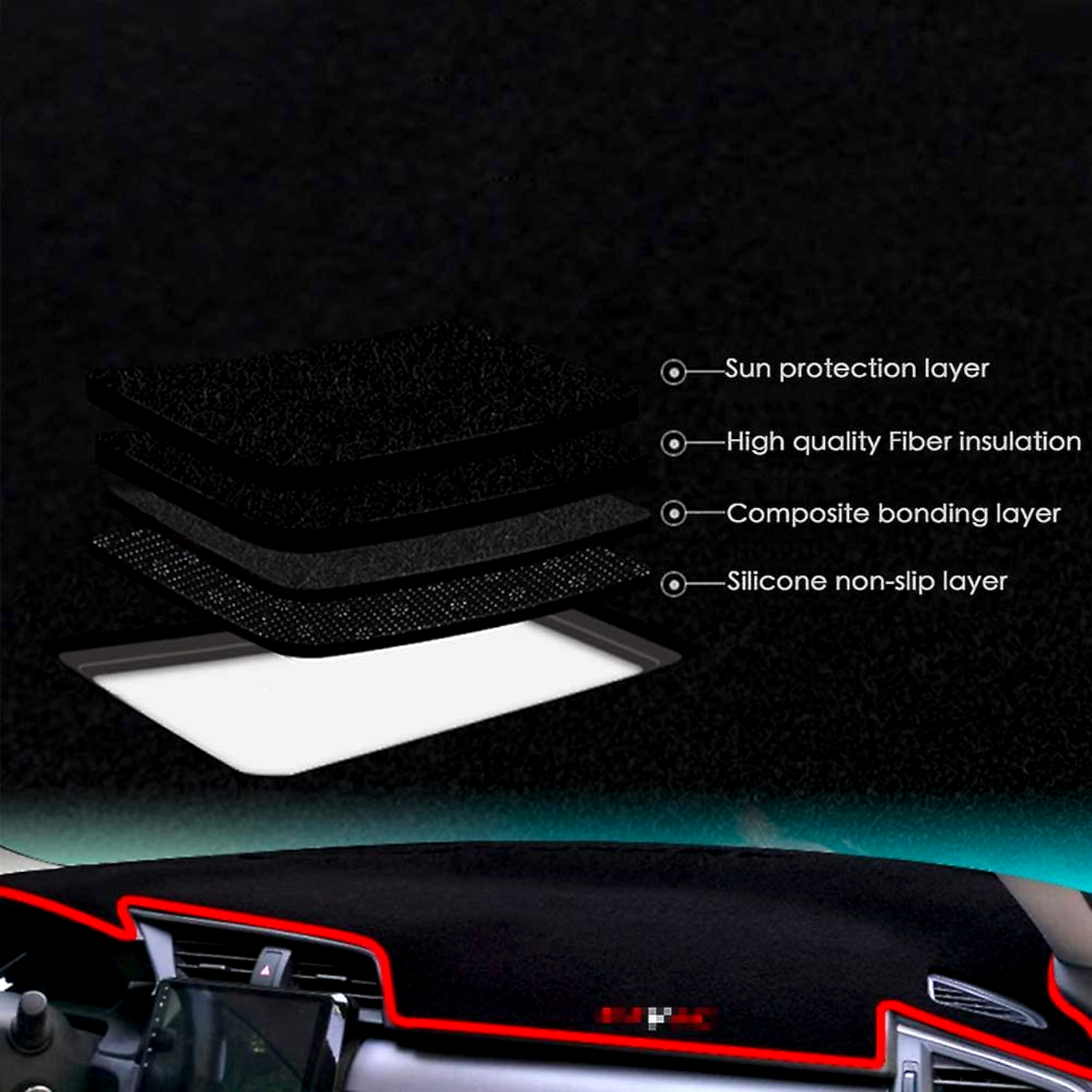 Daihatsu Mira 2013-2020 Dashboard Mat – Suede Nonslip Velvet Fur - Image 2