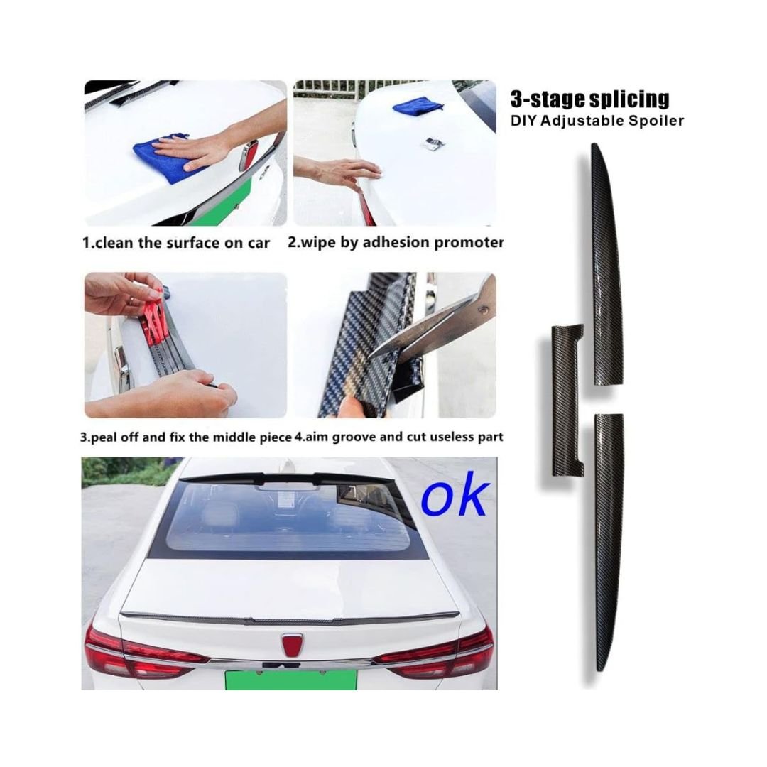 3 Pcs Rear Car Trunk Spoiler Lip -Carbon - Image 2