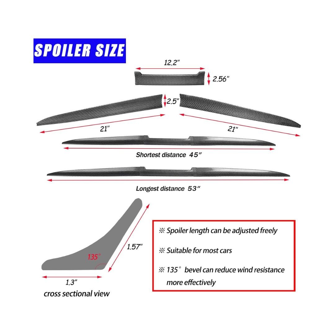 3 Pcs Rear Car Trunk Spoiler Lip -Black - Image 4
