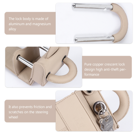 Leather Car Anti Theft Steering Wheel Lock - Image 3