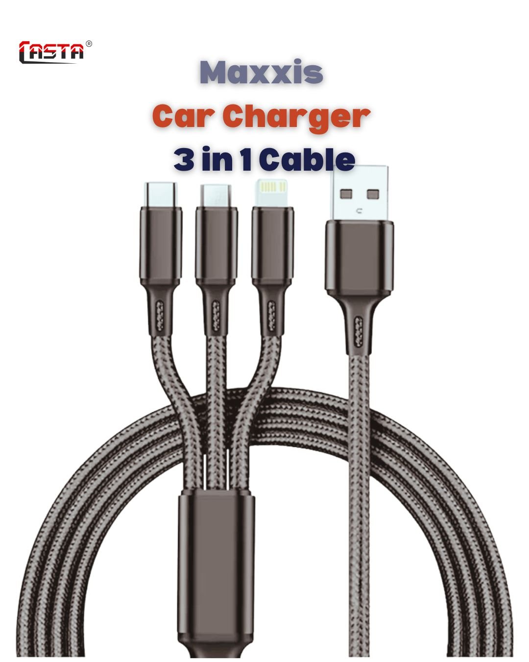Maxxis Car Dual USB mobile Charger With 3 in 1 Cable – 4.8A – 12v/24v - Image 6