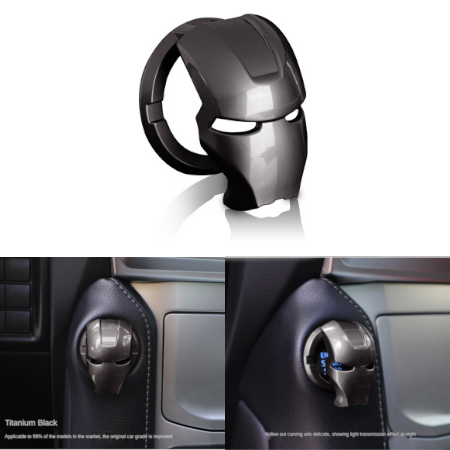 Car Push Start Button Aluminum Cover – Decoration Ring – Iron Man – Metalica