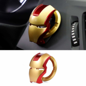 Car Push Start Button Aluminum Cover – Decoration Ring – Iron Man – Red