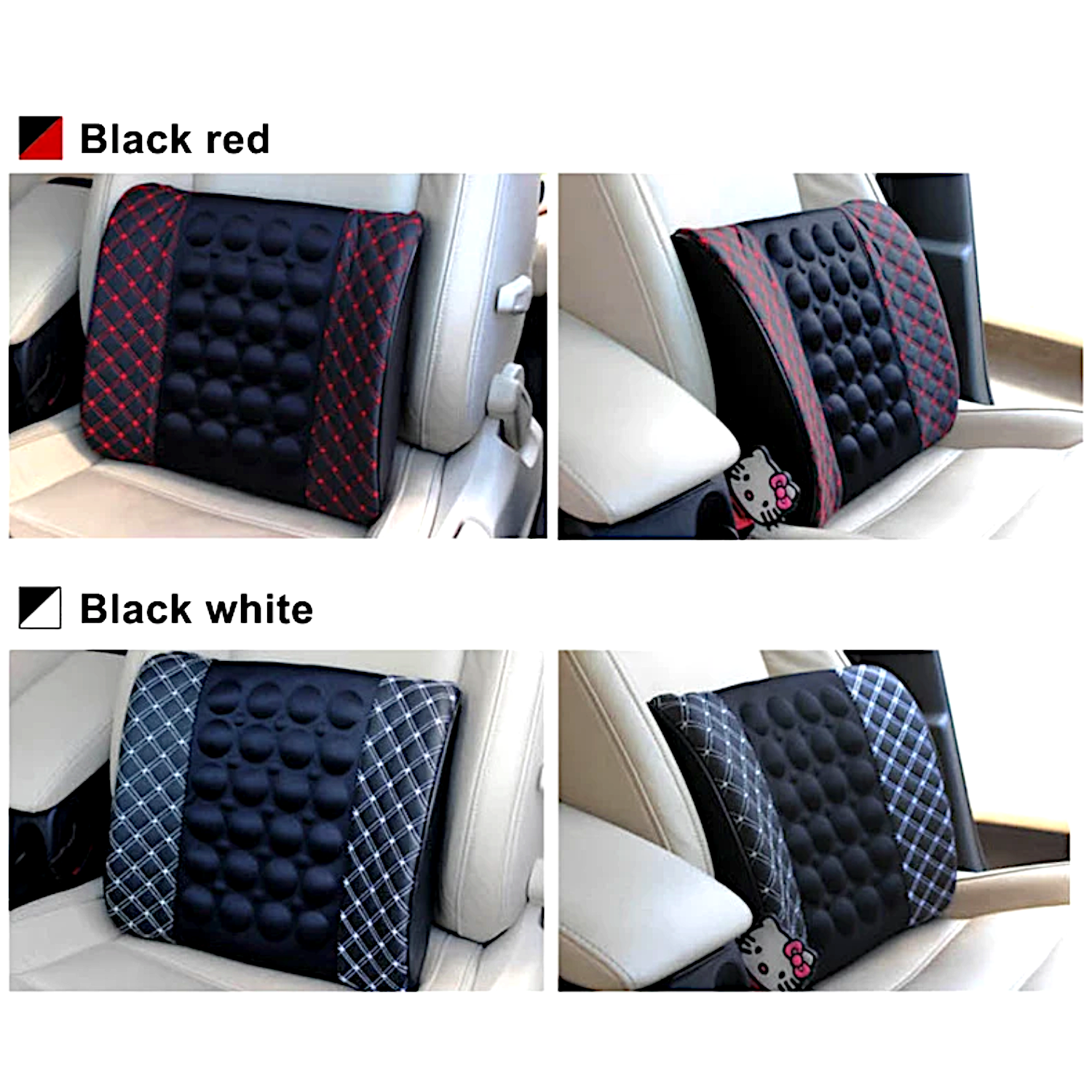 Car Lumber Support Cushion With Massage -Embroidery Red - Image 2