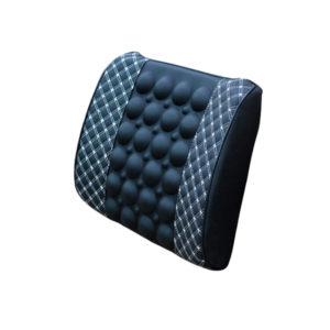 Car Lumber Support Cushion With Massage -Embroidery White