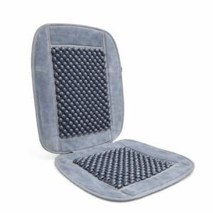 Plush Velvet Round Massage Wooden Bead Car Seat Cover – Grey – 2pcs