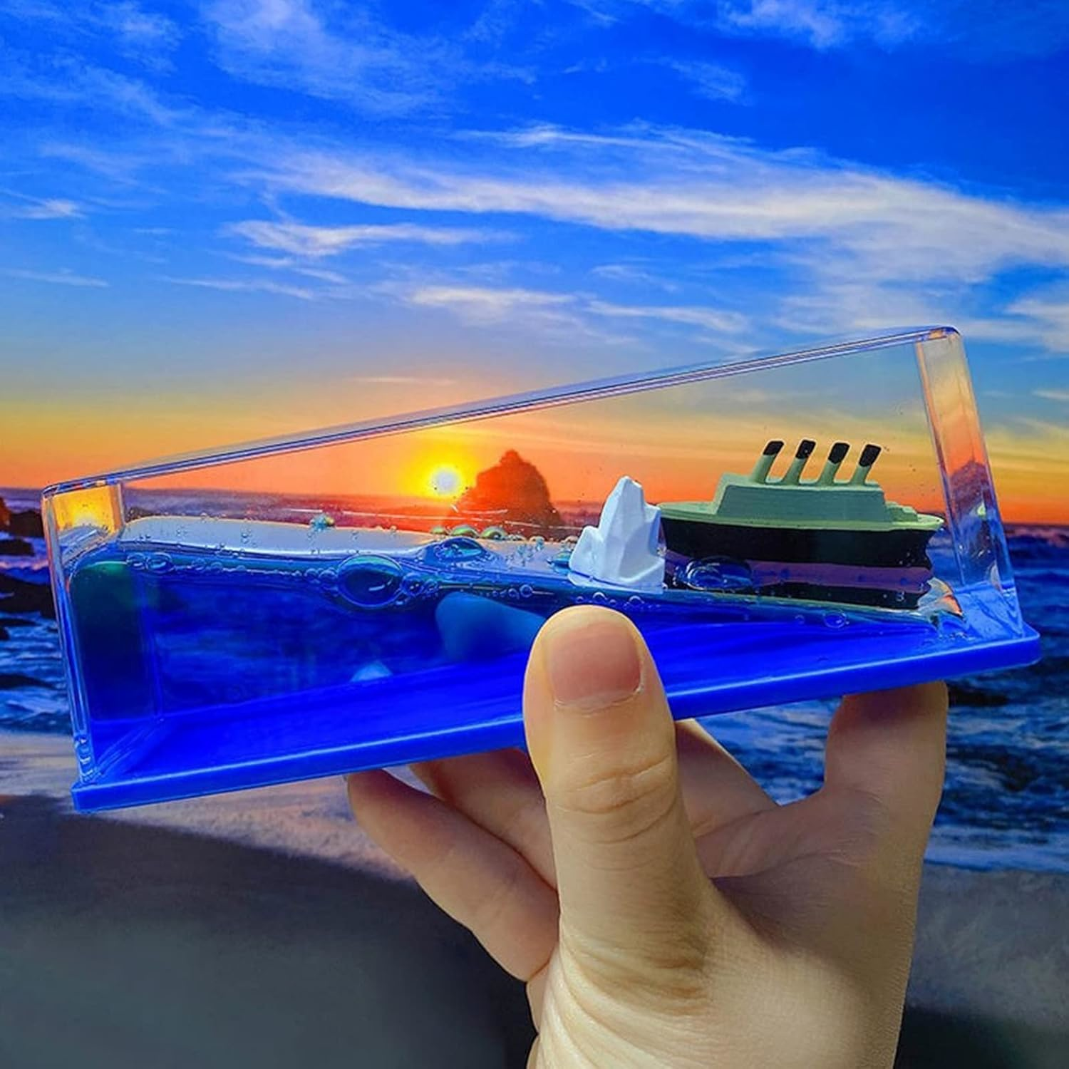 Unsinkable Miniature Liquid Bottle Decor – Titanic & Iceberg - Image 3