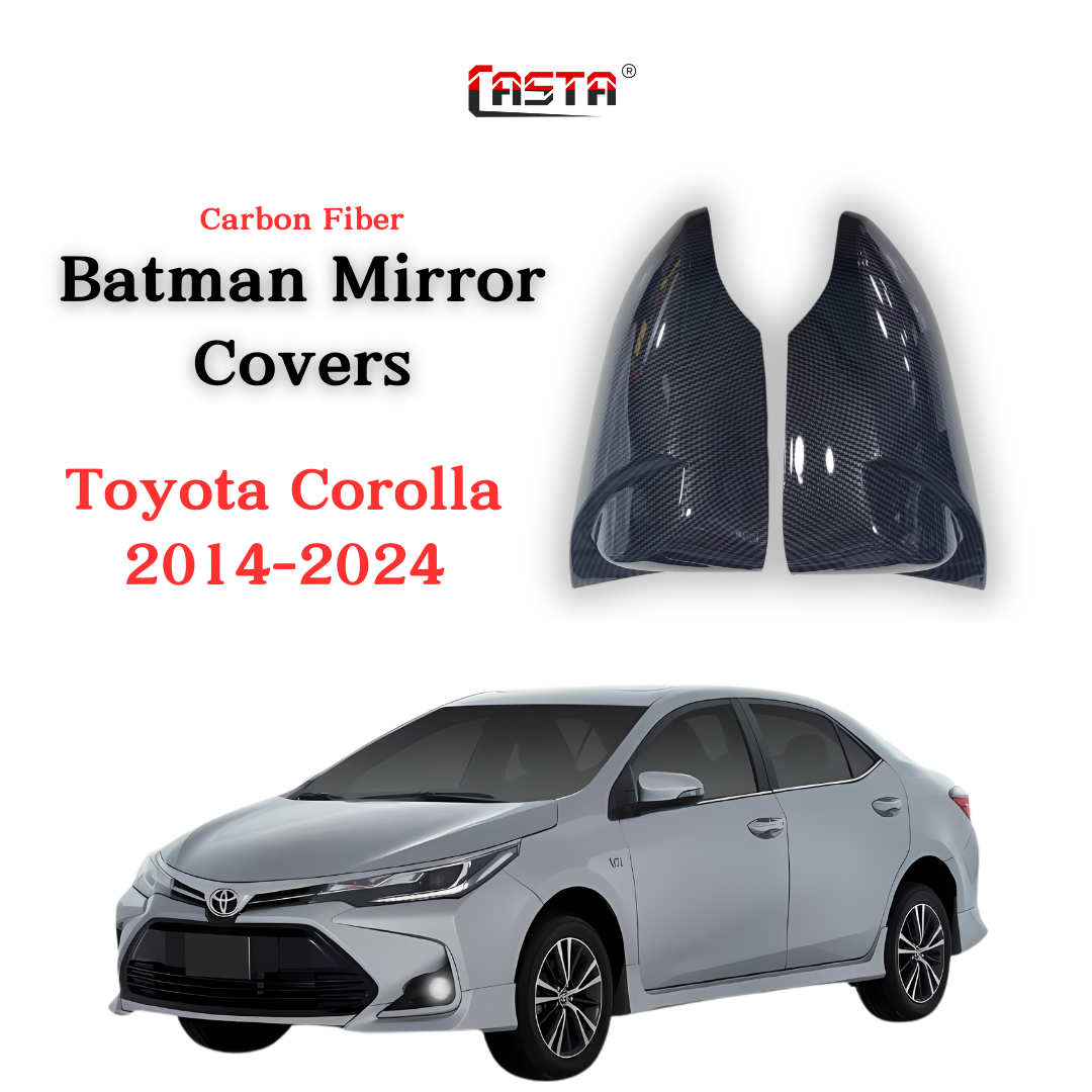 Batman Style Carbon Fiber Side Mirror Covers For Toyota Corolla 2014-2024