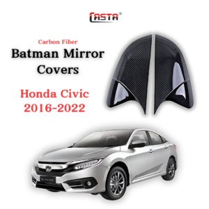 Batman Style Carbon Fiber Side Mirror Covers For Honda Civic 2016-2022