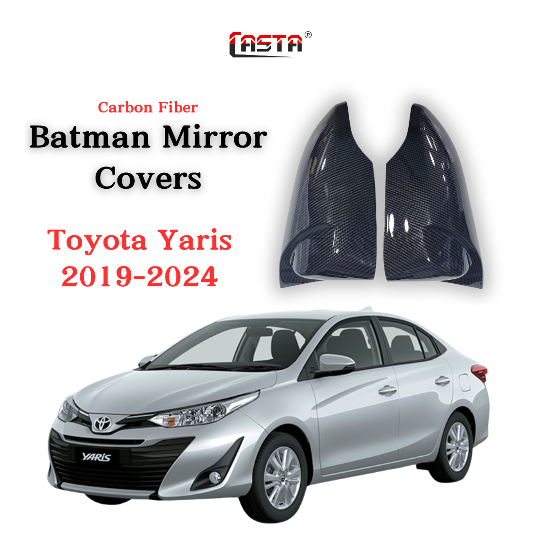 Batman Style Carbon Fiber Side Mirror Covers For Toyota Yaris 2019-2024