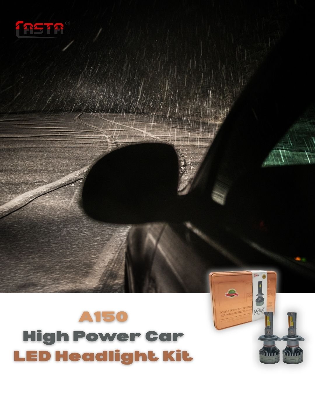 AKAI A150 High Power Car LED Headlight Kit – 155W- 10000 LUM H11 - Image 3