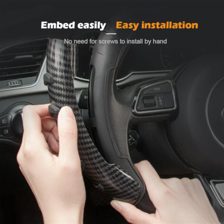 Non-Slip Steering Wheel Cover Grip Booster Trims – Carbon Fiber - Image 6