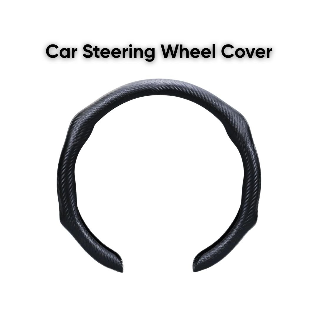 5D Matte Carbon Fiber Car Steering Wheel Cover – Black/Red - Image 3