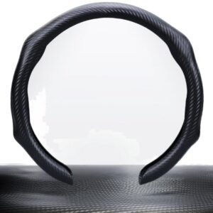 5D Matte Carbon Fiber Car Steering Wheel Cover – Black