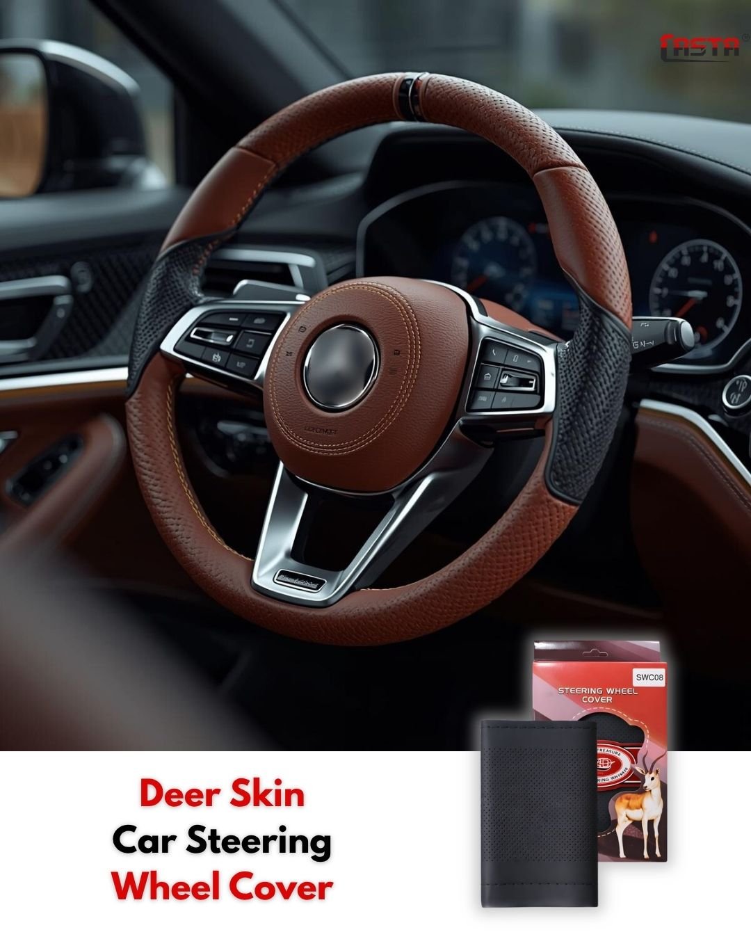 Elite Stitch Car Steering Wheel Protector Cover – Deer Skin #08 - Image 4