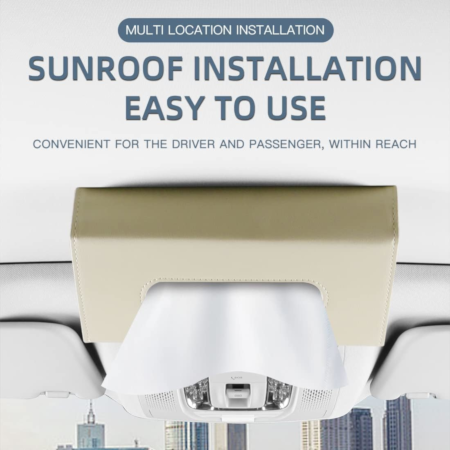Car Sun Visor Large Tissue Box Holder – Beige - Image 4