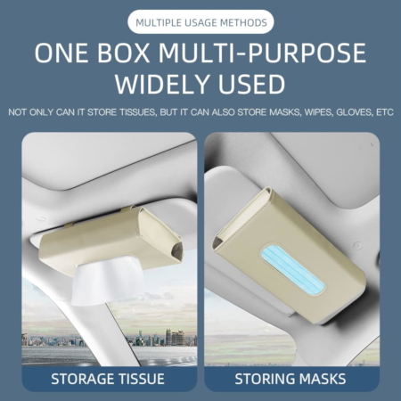 Car Sun Visor Large Tissue Box Holder – Beige - Image 3