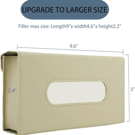 Car Sun Visor Large Tissue Box Holder – Beige - Image 2