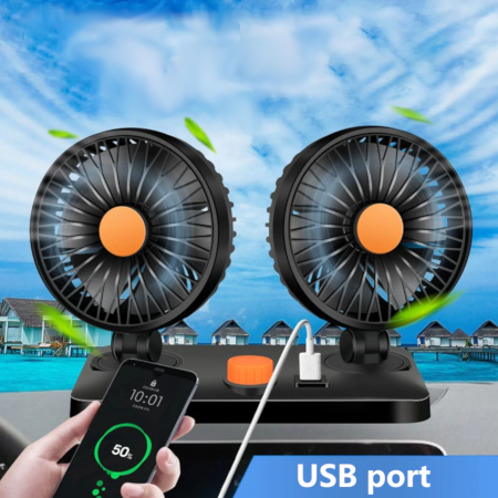 Dual head USB Cooling Fan 360 Degree Adjustable - Image 6