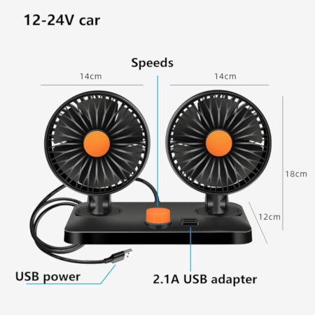 Dual head USB Cooling Fan 360 Degree Adjustable - Image 2