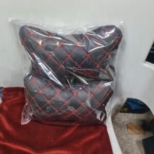 Car Headrest Pillow with Red Diamond Stitching - Ergonomic Neck Support 1pc